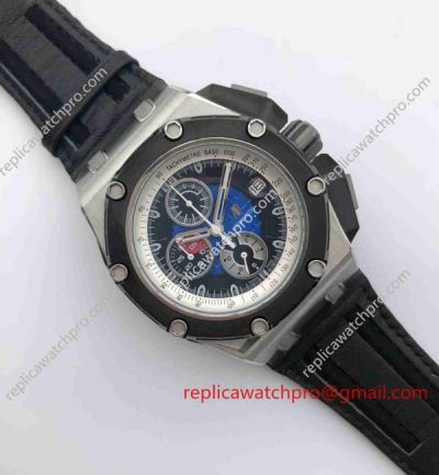 Audemars Piguet Royal Oak Offshore Grand Prix Blue Chronograph Leather Band Watch